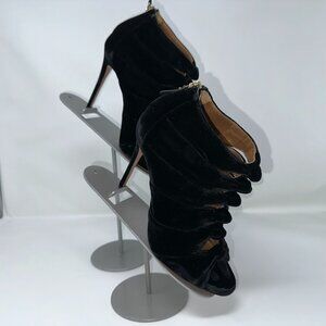 Aquazurra Size 37 7 Black Velvet Knot Heels EUC
